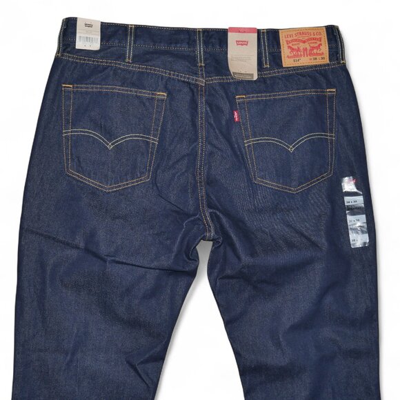 Levi's 514 Mens Jeans Size 38x30 Regular Fit Straight Leg Dark Rinse Denim NEW - Picture 5 of 10